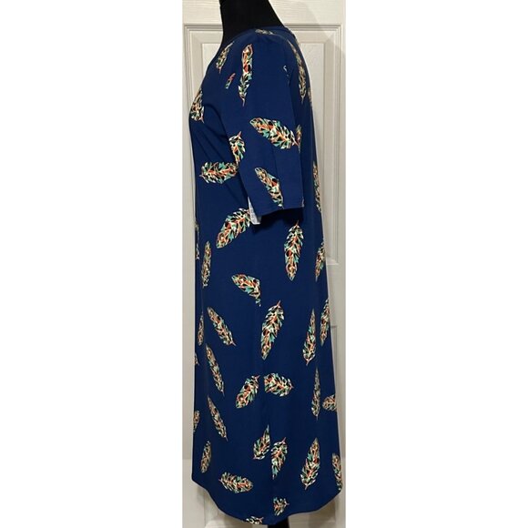 Women's LuLaRoe Julia Midi Shift Dress Leaf Pattern Polyester Blend Size XL-NWT - Picture 15 of 16